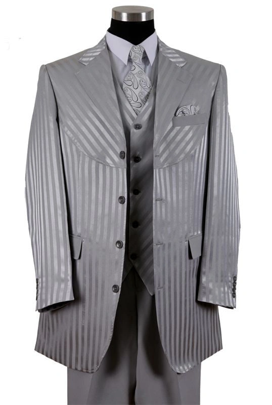 Suit Airgid Milano Moda Fir 2915V Eagraithe go foirfe le haghaidh stíl gan sárú agus galántacht buan.